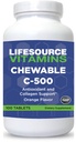 LifeSource Witaminy Witamina C 500 mg - 100 Tabletki do żucia - Niesamowity aromat pomarańczowy - Sweetened w / Stewia