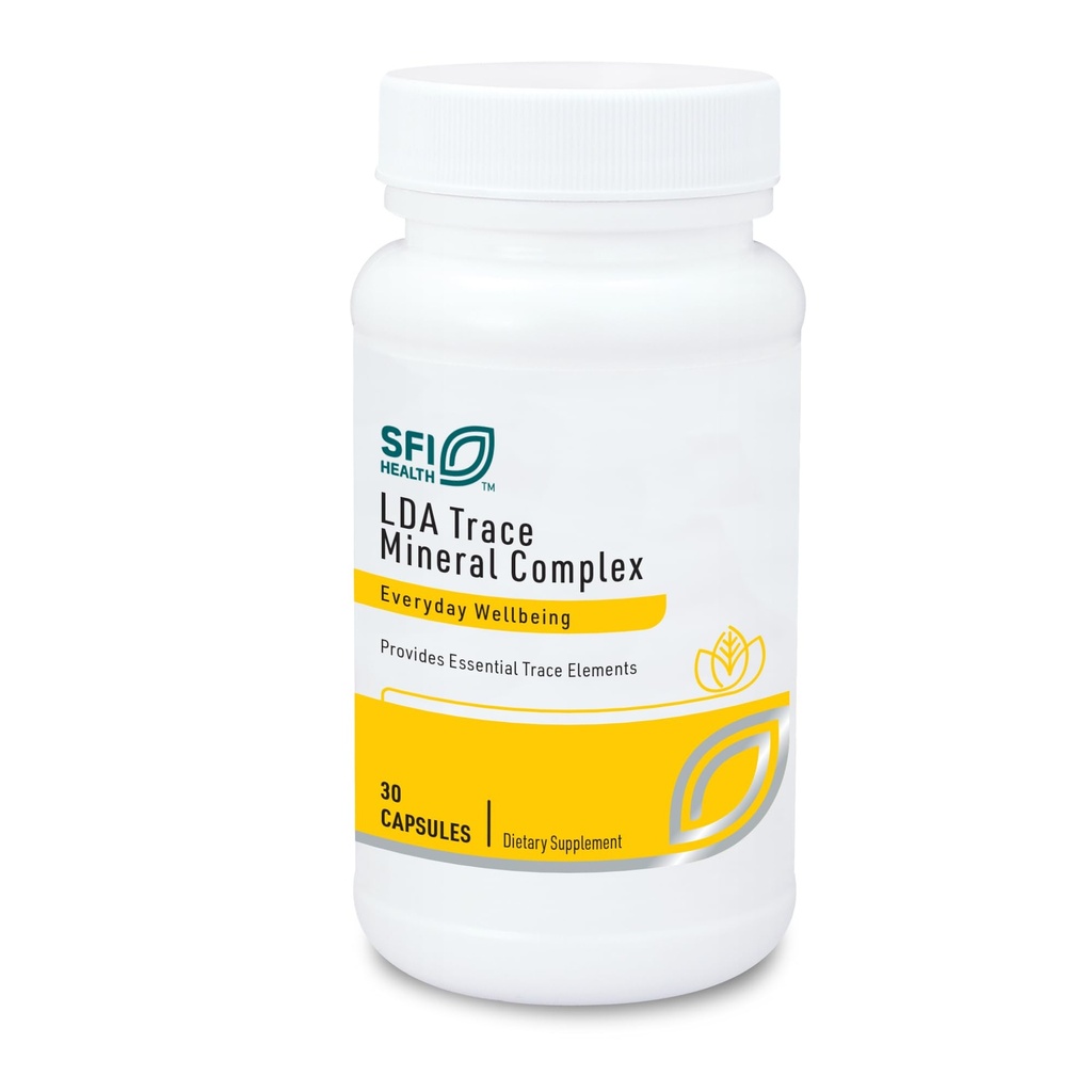Klaire Labs SFI Health LDA Trace Mineral Complex - 11 Esencjalne elementy śladowe z CRAACS Chelated Minerals, Hipoalergiczne i bez żelaza (30 Kapsułki wegetariańskie)