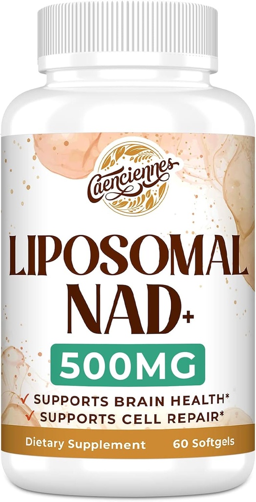 Liposomal NAD + 500 MG Suplement, True NAD Plus Suplement, Superior Absorption, Boost NAD + Bardziej wydajny Nikotynamid Riboside dla energii komórkowej, Zdrowe Starzenie, 60 Serving