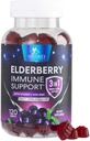 Gummy z jagodami z witaminą C, D3 i cynkiem - Gummy immunologiczne dla dzieci i dorosłych, ekstrakt z czarnego jagodu Gummy immunologicznego wsparcia zdrowia suplement, Witamina Black Elder Berry - 120 Gummies