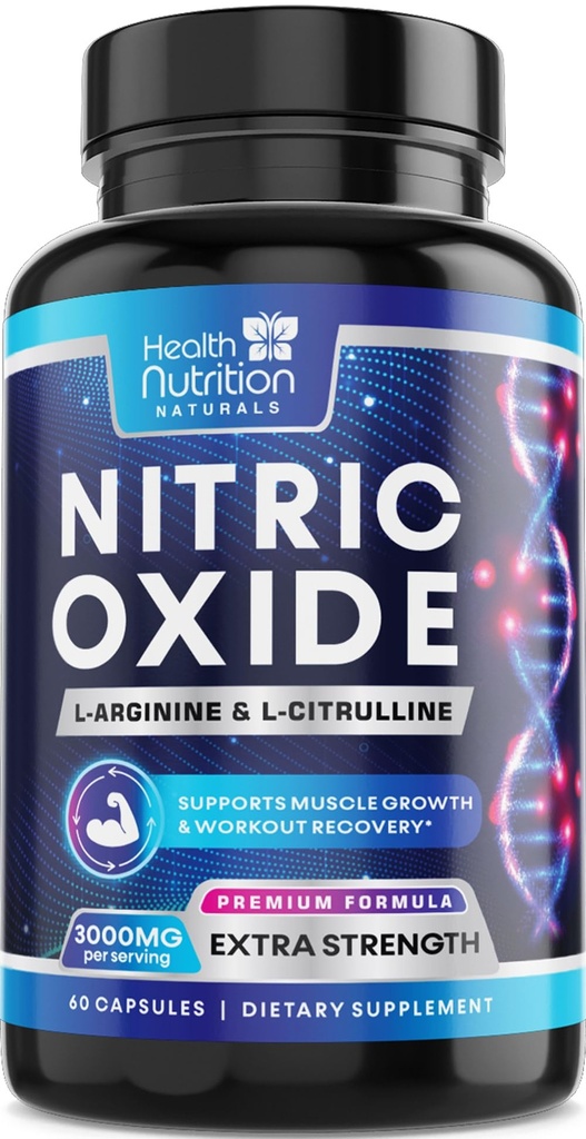 3X L- Araginine AKG & HCI + L- Citruline Malate - Najlepszy Muscle Supplement Nitric - Natural Energy, Heart Health Support Butelled USA - 60 kapsułki