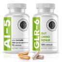 Wytrzymałość jelit AI- 5 & GLR- 6 Suplement diety do zdrowia Pas w / glutamina, kurkumina, Kurkumina do Gut Health Suplement kapsułki & Wsparcie Digestive Health, Non-GMO, Dairy Free - 30- Day Supply