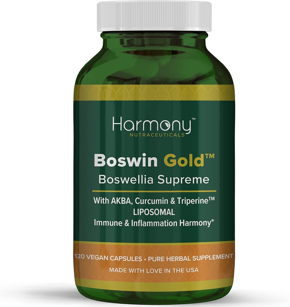 Harmony Nutraceuticals Boswin Gold Liposomal - Najwyższa potencja Maksymalna bioaktywność Dr. Gumman 's Clinical Grade Synergized z Turmeric & Triperine