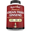 Żywność odżywcza Korean Red Panax Ginseng 1600mg - Formuła dodatkowej siły - 180 Kapsułki - Boost Energy, Mental Focus & Immune Health Naturalnie