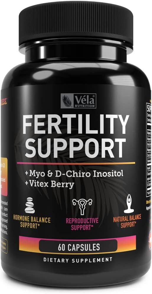 Vela Fertility Supplement Supplement Supplement Amend124; + Myo & D- Chiro Inositol + Vitex Berry Amend124; Reproductive Supplement, Hormonal & Ovarian Supplement Complex Amend124; 60 Capsules Amend124; 3rd Party Tested, Non-GMO