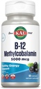 KAL Witamina B- 12 Metylokobalamina Lozenges 5000mcg, Zdrowa energia, Metabolizm, Nerwy i Czerwone Krwinki Wsparcie, * Optymalne wchłanianie, Naturalny Acai Flavor, Wegan, Cukier wolny, 60 Sługi, 60 Lozengi