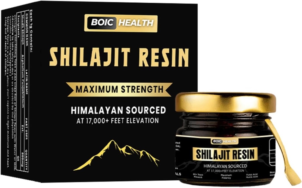 Pure Organic Shilajit Maksymalna moc dla mężczyzn i kobiet z 85 + Suplement minerałów śladowych dla energii, wydajności i układu immunologicznego - Shilajit Resin- 50G (opakowanie po 1)