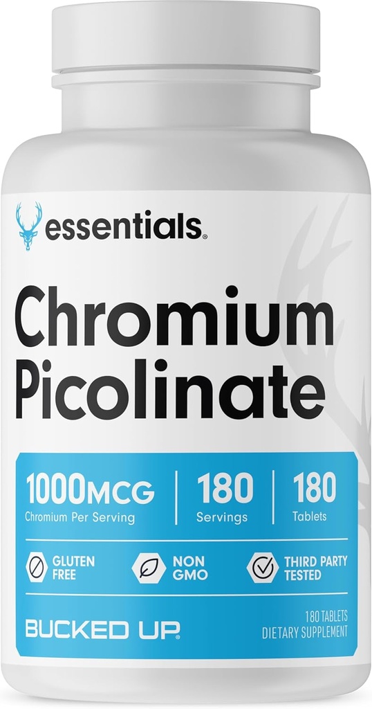 Bucked Up Chrom Pikolinate 1000mcg na serwis, Bucked Up Essentials (180 Służenia, 180 Tabletki)