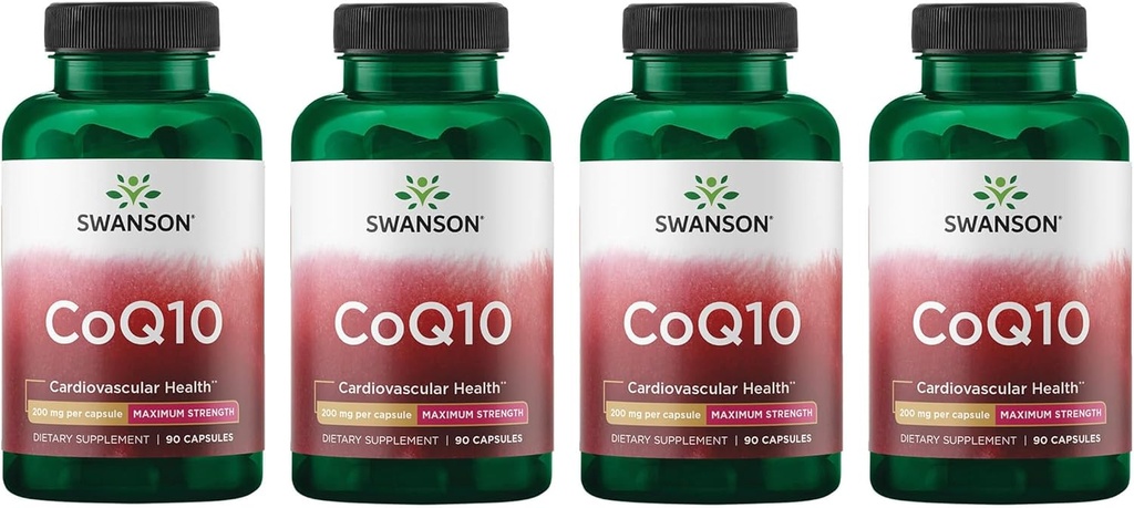 Swanson CoQ10 Cardival Brain Energy and Heart Health Antioksydant Supplement 200 mg 90 Kapsułek (4 opakowania)