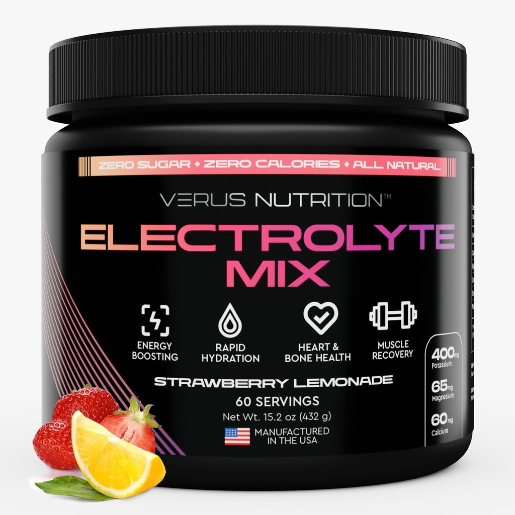 Elektrolity w proszku nr Cukier - Zero Calorie Hydration Proszek Pigment 124; Elektrolity bez cukru na post, Keto & Vegan 124; Naturalne składniki Electrolyte Mix, 60 Służenie