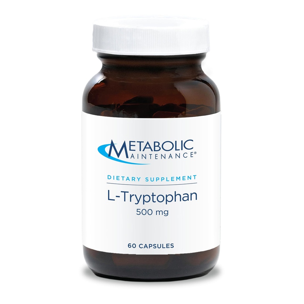 Metaboliczne Utrzymanie L- Tryptofan - 500mg kwasu aminooctowego w "Wolnej postaci" dla Superior Absorption + Witamina B6 - Mood + Suplement Apetite, Vegan + No Fillers (60 kapsułki)