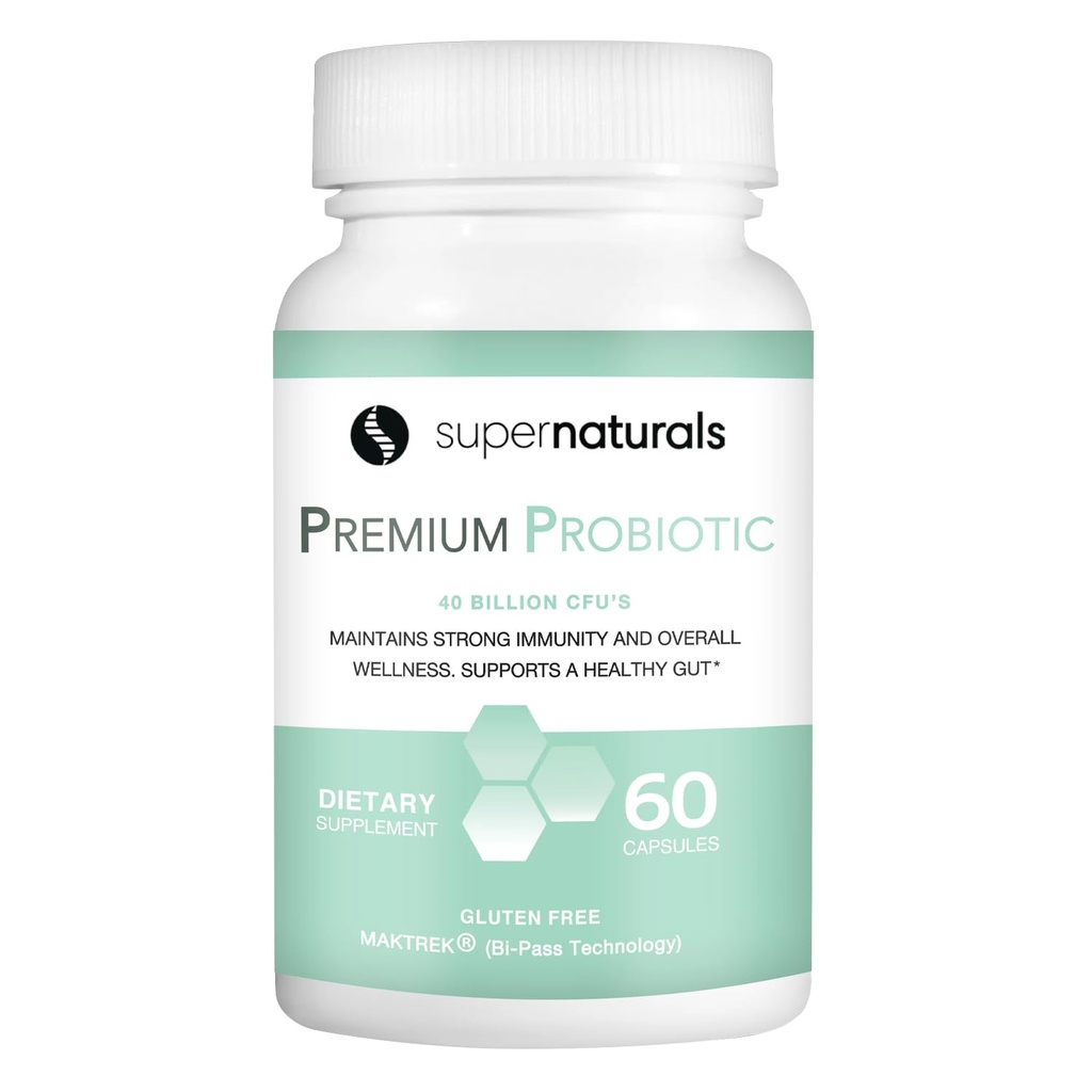 Premium Probiotyki, 40 Miliard CFU Probiotyki dla Zdrowia Digestive, Made with MAKTrek Bipass Technology, Kobiety i Mens Probiotyki dla Gut Health, 60 Kapsułki probiotyczne