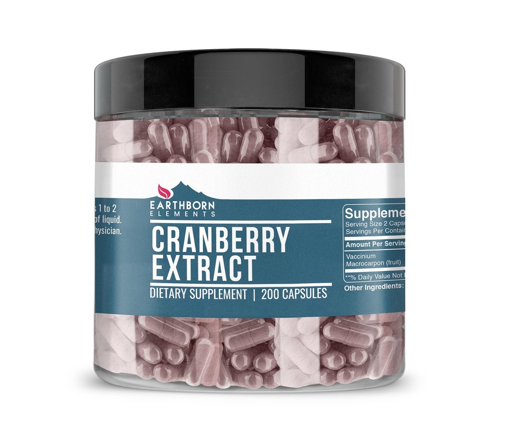 Earthborn Elements Cranberry Extract 200 Kapsułki, Czysty i Nierozcieńczony, Brak dodatków