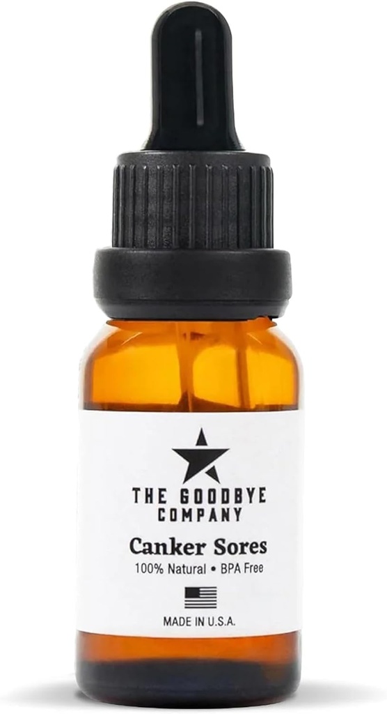 The Goodbye Company Organic Canker Sore Relief Serum, Vegan 15 ml - Szybkie naturalne leczenie bólu, Delikatne usta Ulcer Soothing z Clove, Cilantro & Lavender, Chemical- Free, Wykonane w USA