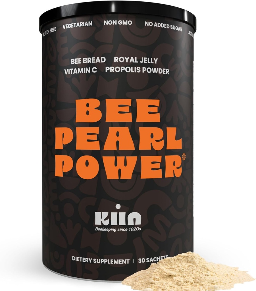 Kiin Bee Chleb w proszku - Fermentowane Pollen & Miód, 100% Natural Multivitamin, Superfood for Energy, Metabolizm, Sen, Odzysk, Immunitet 124; Zawiera Royal Jelly i Propolis