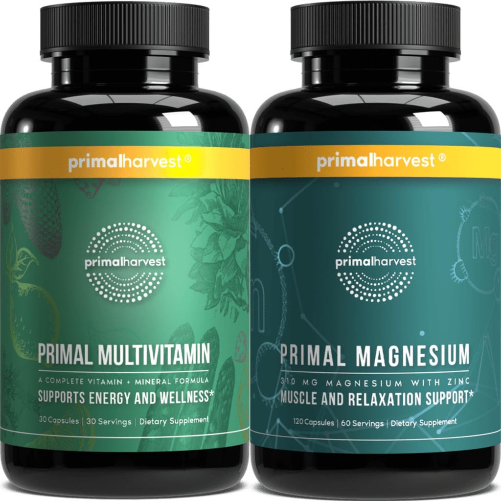 Pierwotne zbiory Multivitamin & Magnezu Suplementy dla kobiet i mężczyzn Kapsułki i Magnezu Glycinate Pigułki Bundle