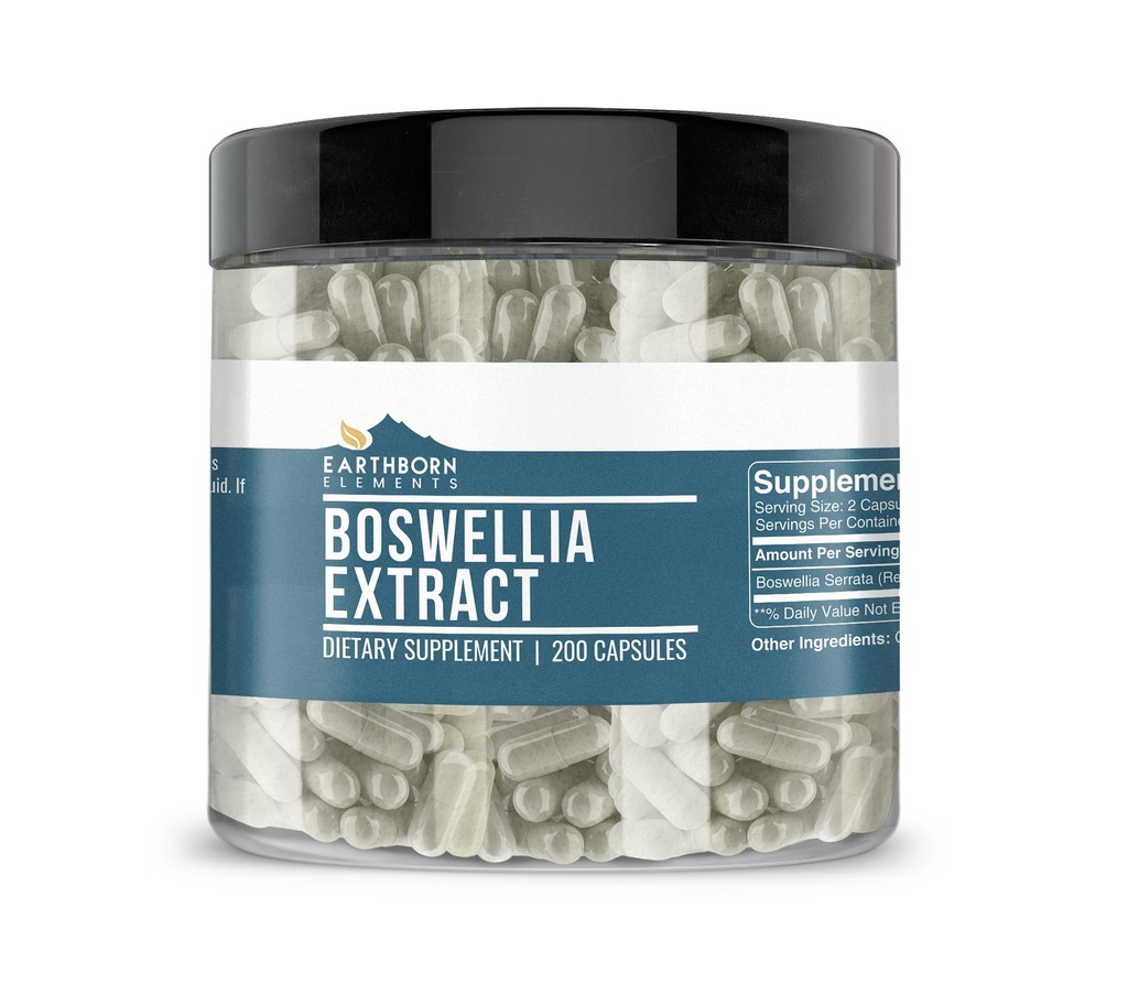 Earthborn Elements Boswellia Serrata Extract 200 Kapsułki, Czysty i Nierozcieńczony, Brak dodatków