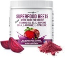 Superfood Beets Proszek, 10.59oz 40 Służenie - Buraki w proszku Organic Buraki Mieszanka korzeniowa z zielonej herbaty & Berry Flavor, Non-GMO, Plant- Based Drink Mix