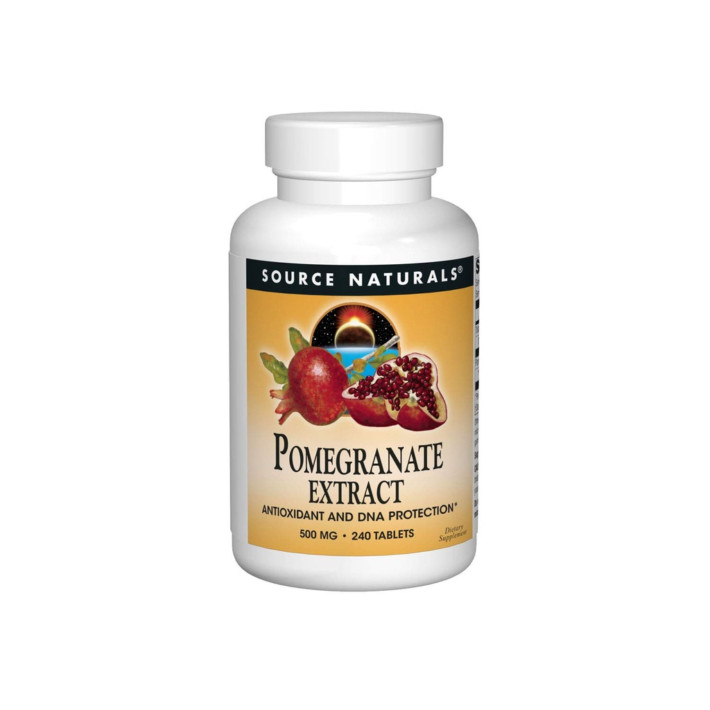 Źródło Naturals Pomegranate Extract, Antioksydant and DNA Health *, 500 mg < 124; Wegetariański Pomegranate Fruit Extract Yielding 400 mg Kwas Ellagiczny & Dietetyczny Fiber - 240 Tabletki