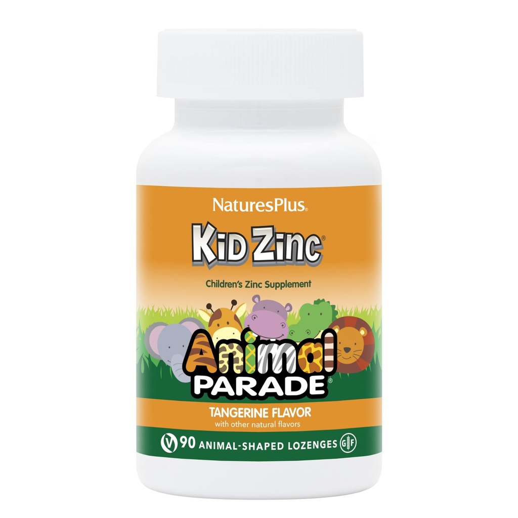 NaturesPlus Animal Parade KidZinc, Tangerine Flavor - 90 Animal- Shaped Lozenges - Organicznie Chelated Cynk - Wegan, Gluten Free - 90 Sług