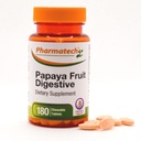 Papaya owoce, Poprawione trawienie, Smaczny aromat, Suplement enzymatyczny, do wzdęcia i zaparcia, Relief gazowy, 180 Tabletki do żucia