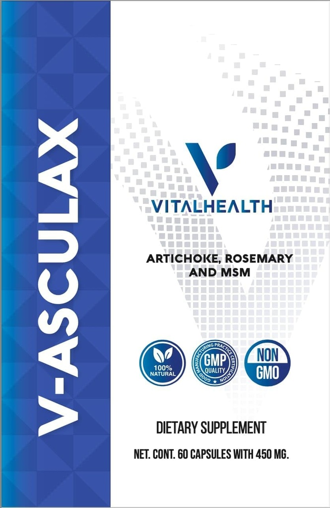 Vital Health V- Acurax Circulax Wsparcie dla cyrkulacji - Heart Health, Blood Flow, Fluid Retention & Arterial Circulation - Natural Herbal Formula with Witch Hazel, Rue, Artichock, Rosemary, MSM & Horsetail