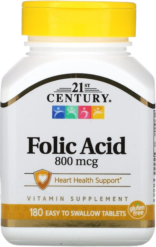 21 wiek, kwas foliowy 800mcg 180 tabletek