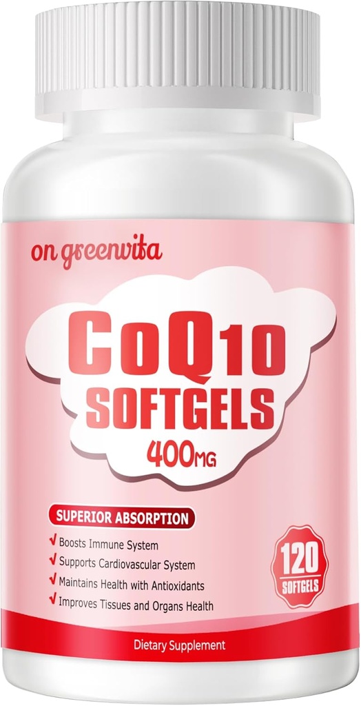 CoQ10- 400mg- Softgels z PQQ, BioPerine & Omega-3, Koenzym Q10 (Ubichinon) Suplement do Wysokoabsorpcji, Powerful- Przeciwutleniacz, Wsparcie Heart & Energy-Production, 120 Służenie