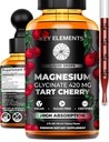 Płynny glicynian magnezu 420 Mg z naturalnym ekstraktem tart wiśniowych 124; Magnezu glicynian Dropy Suplement do snu, nastrojów i wsparcia mobilności 124; Tart Cherry Extract