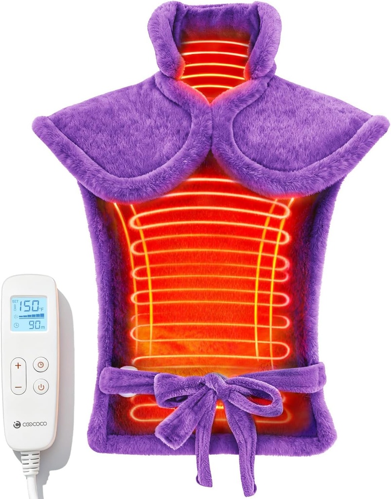 CoCoCo Ogrzewanie pleców dla kobiet Babcia, FSA Kwalifikowalne Gorące Pad na ból pleców Relief, Cute Heat Pad z 6 Poziomy ciepła, Prezenty świąteczne dla mamy Żona Jej babcia, ETL Certified, Purpurowy