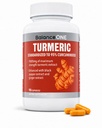 Balance One Turmeric Extract 1000mg with Max Strength 95% Curcuminoids - Kurkumina Kurkumina suplement dla Joint Comfort & Antioksydant Support - Ginger Extract and BioPerine - 1 Miesiąc Dostawy