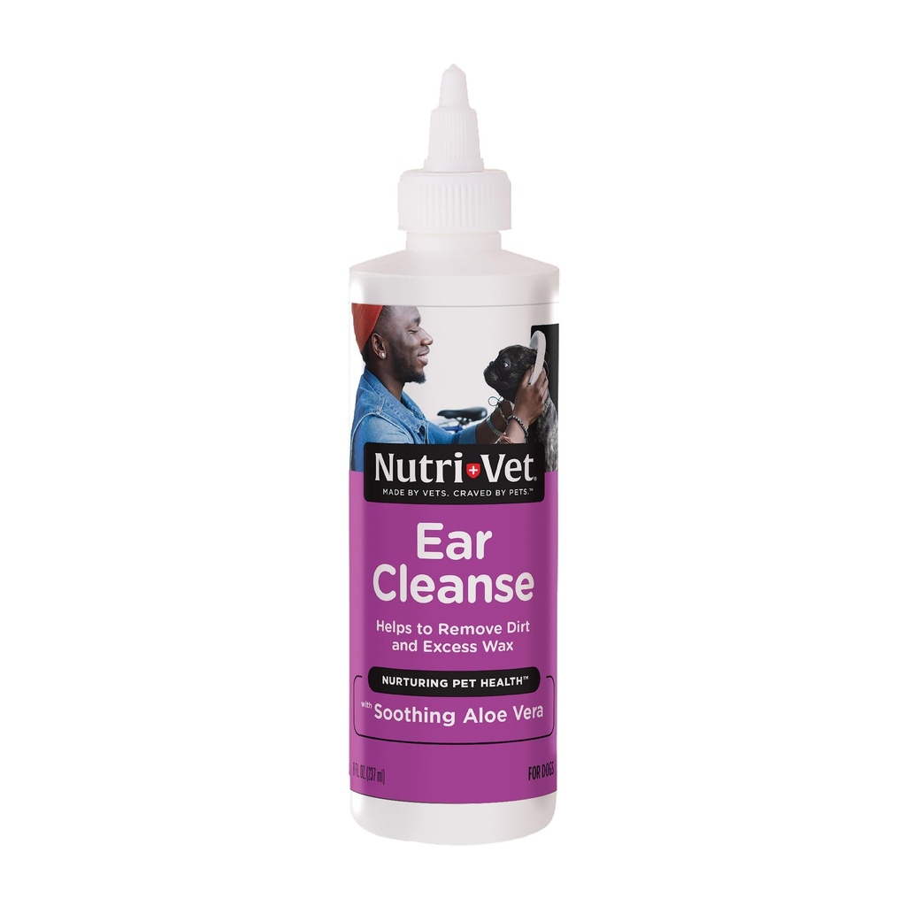 Nutric -Vet Ear Cleanse for Dogs, Płynny Oczyszczacz Uszy z Soothing Aloe i kwasu salicylowego, Usuwa i oczyszcza Wosk, Dirt, i Defidence, Deodorizes, i Itch Relief, Delikatny Weteranarian, 8oz