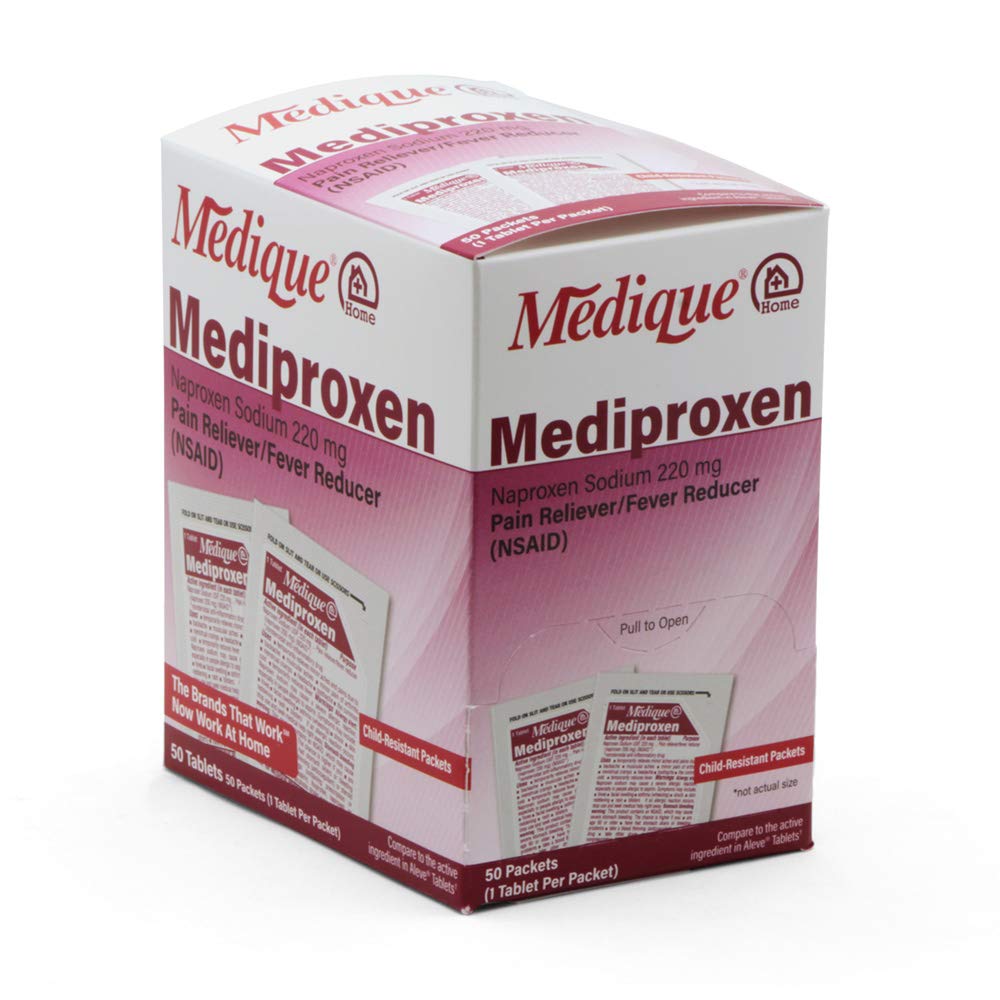 Medique @ Home Mediproxen Porównaj aktywny składnik do Aleve 50 x 1 (Odporne opakowania dla dzieci), biały (73750)