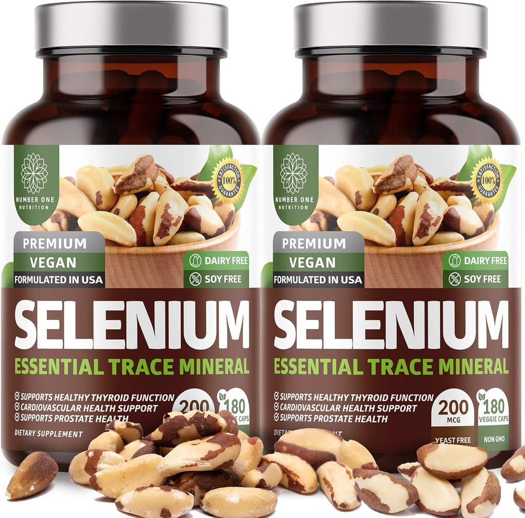 2- Pack N1N Premium Pure Selenium [Max Absorpcja, 200MCG] do wspierania odporności, Heart and Prostate Health, 360 Czapki Veg