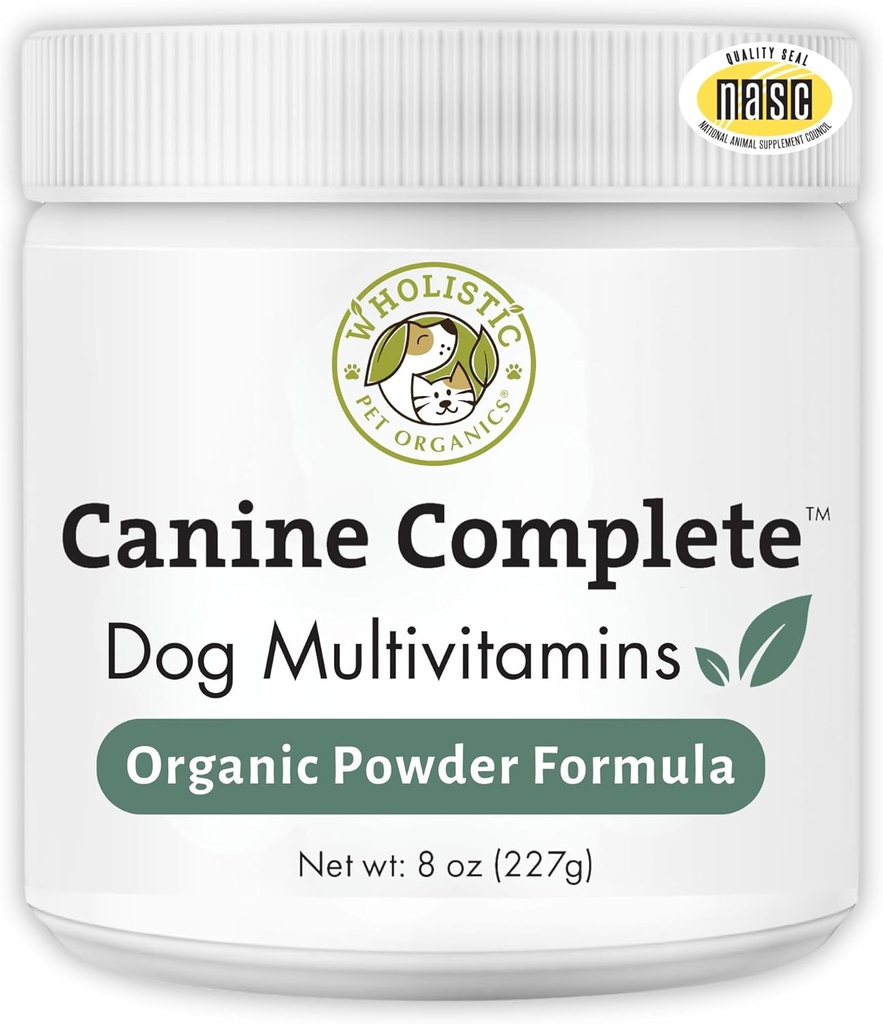 Wholistic Pet Organics Psy Kompletny - Pies Multivitamin Proszek - 8 Oz - Codzienne Witaminy psów i suplementy do domowej żywności - System immunologiczny, Skóra, Coat & Ogólne zdrowie - Małe i duże Rasa