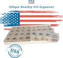 Unique XL Monthly Pill Organizer with 31 compartments, 1 per Day, 4 Week Full Month 31 Day Pill Organizer, Includes Tray and 8 Extra Large Removable compartments