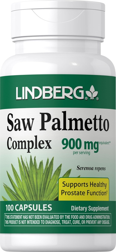 Ekstrakt Lindberg Saw Palmetto dla kobiet i mężczyzn 124; 900 mg 124; 100 Kapsułek 124; Suplement Mieszanka 124; Serenoa Repens 124; Non- GMO, Gluten Free