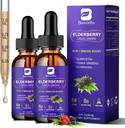2 Pack Syrop z jagody czarnej, Krople z jagody czarnej z Quercetin, Panax Ginseng, Witamina C i cynku, Sambucus Elderberry Syrop Płyn do wsparcia immunologicznego, Wegan, Non-GMO i Gluten Free