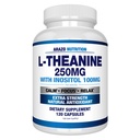 Arzo Nutrition L- Theanine 250mg (dodatkowa moc) z Inositol 100mg, 120 Kapsułki wegetariańskie
