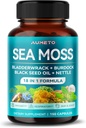 Premium Sea Moss Supplement with Black Seed Oil, Ashwagandha, Bladderwrack, Nettle- Advanced 18-in-1 Formuła dla Wzmacniania odporności, Mineral- Rich - Made in The USA (150 Count (Pack of 1))