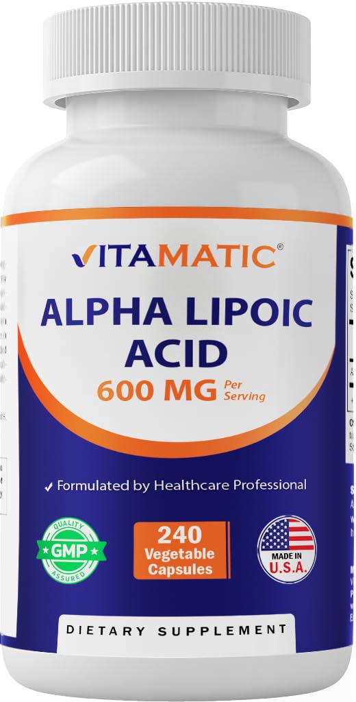 Witamatic Alpha Lipoic Acid (ALA) 600mg Per Serving - 240 Kapsułki wegetatywne - 120 Słupki - Non-GMO & Gluten Free