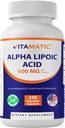 Witamatic Alpha Lipoic Acid (ALA) 600mg Per Serving - 240 Kapsułki wegetatywne - 120 Słupki - Non-GMO & Gluten Free