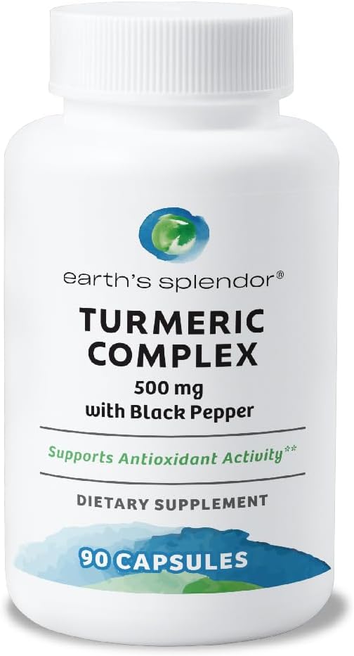 Ziemskie Splendor Turmeric Complex 500mg z Black Pepper, 90 Kapsułki - Wspomaga aktywność przeciwutleniacza i Joint Health * - 1.5 Miesiąc dostaw