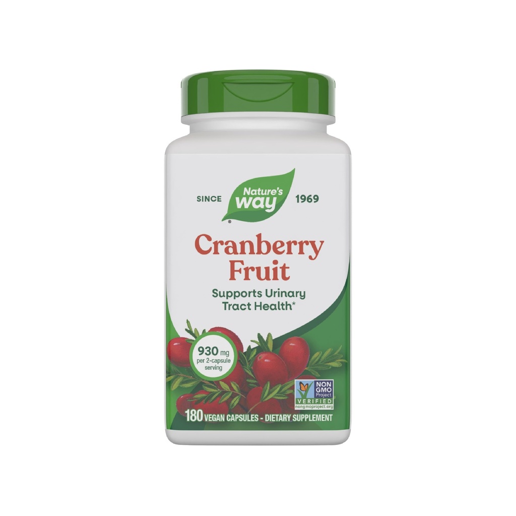 Nature 's Way Cranberry Fruit, suplementy żurawinowe, Wspiera zdrowie traktu moczowego *, 930 mg na 2- Capsule Serving, 180 Kapsułki (Packaging May Vary)