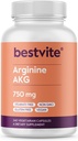 BESTVITE Arginina AKG 750mg (240 Kapsułki wegetariańskie) - Brak stearynianów - Wegan - Nie GMO - Gluten Free