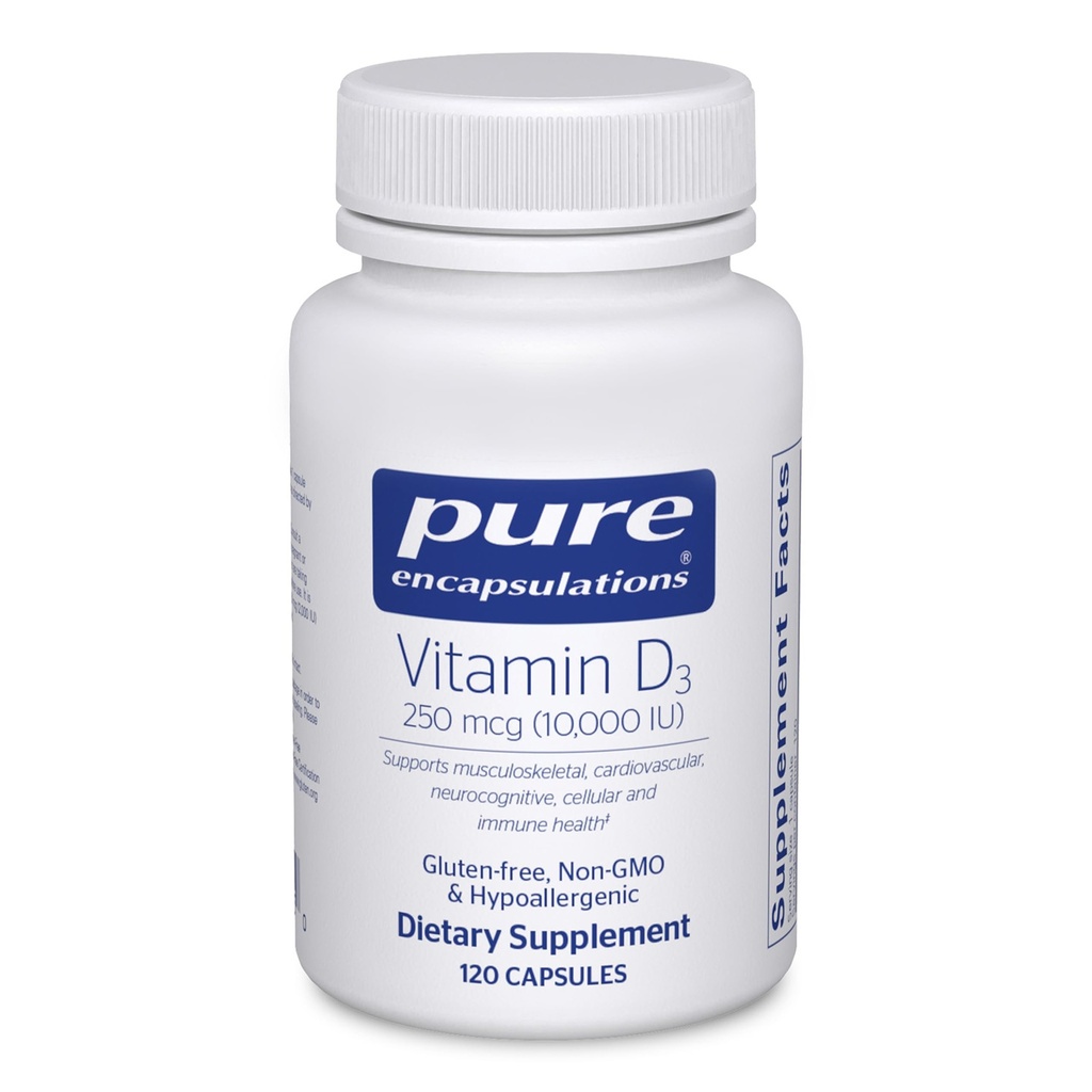 Pure Encapsulations Vitamin D3 250 mcg (10,000 IU) - Supplement to Support Bone, Joint, Breast, Heart, Colon & Immune Health - with Premium Vitamin D - 120 Capsules