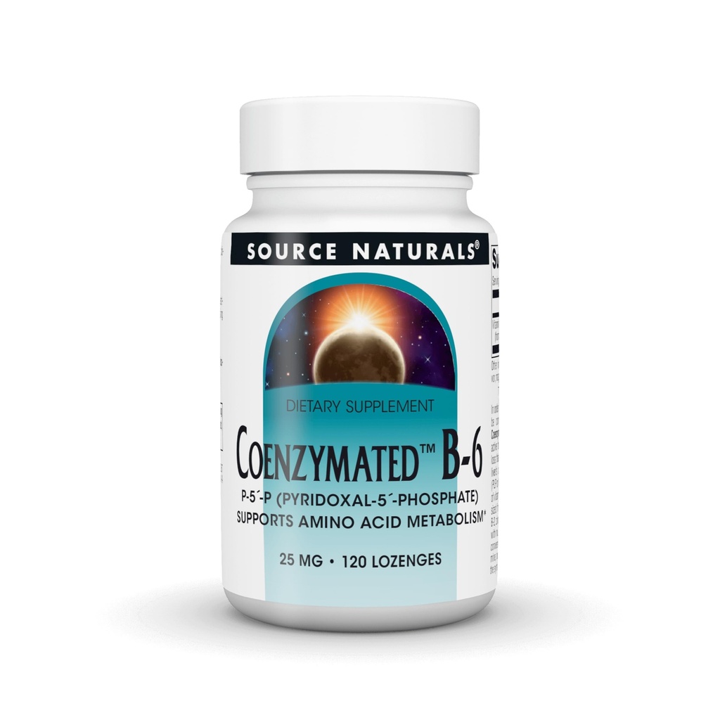 Źródło Naturals Coenzymated B- 6, P- 5 Pyridoxal- 5 Fosfat Fast- Acting, Szybkie rozpuszczanie Witaminy Wspiera Metabolizm aminokwasów *, 25 mg - 120 Lozenges