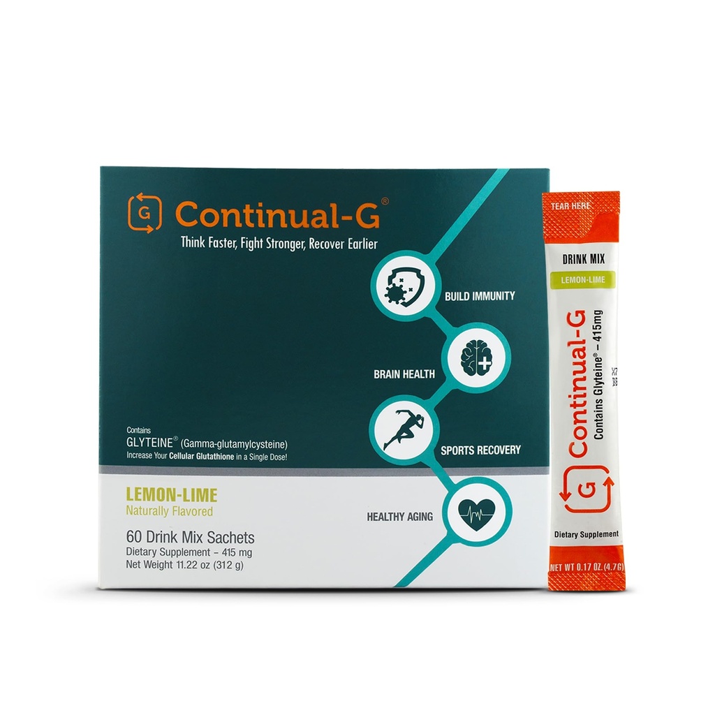 ConTINUAL - G Proszek - Klinicznie udowodniony Glutation komórkowy Prekursor 124; Korzyści z gliteiny i błonnika słonecznego 124; Wsparcie immunologiczne, Mistrz przeciwutleniacz, Detox, Zdrowie mózgu i pielęgnacja skóry 124; 60 Saszetki