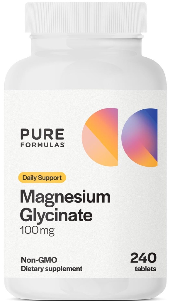 Purecompatis Magnezu Glicynian 100 mg Codzienne Wsparcie dla Stres, Nerwy, Sen, Mięśnie, Metabolizm Czysty Magnezu Glicynian Suplement dla kobiet i mężczyzn Magnesio Non-GMO 240 Tabletki