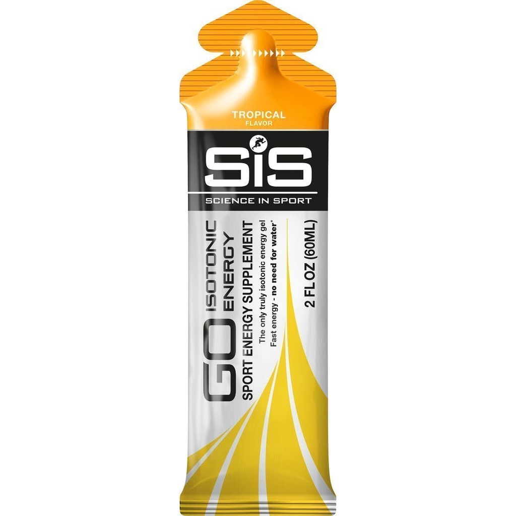 Science in Sport Energy Gel Pack, SIS Isotonic Energy Gel, 22g szybko działające węglowodany, Wydajność i Endurance żele, Tropical Flavor - 2 Fl Oz (Opakowanie 6)